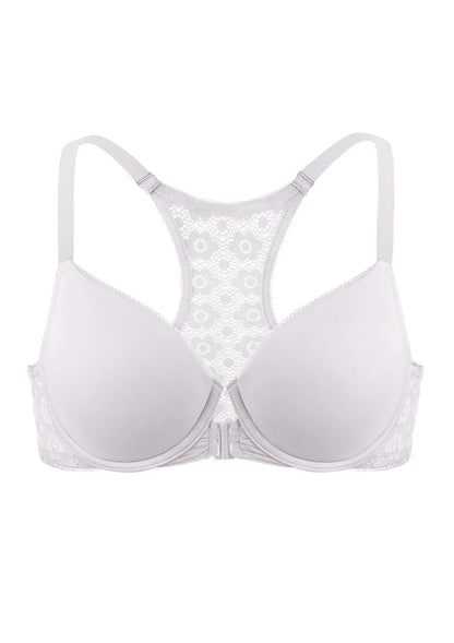Serena Front-Close Lace-Back Racerback Underwire Bra