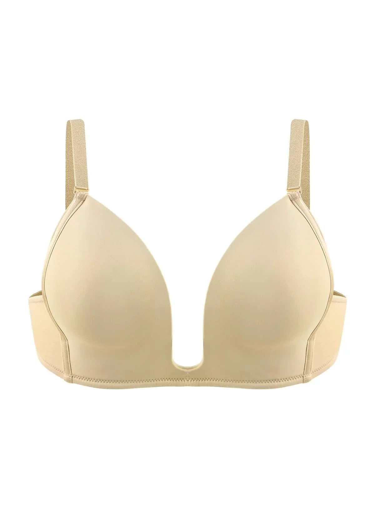 HSIA Deep U Plunge Push Up Low Back Wireless Bra