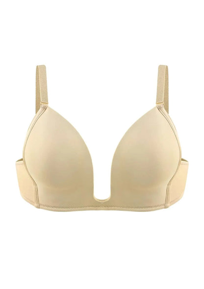 HSIA Deep U Plunge Push Up Low Back Wireless Bra