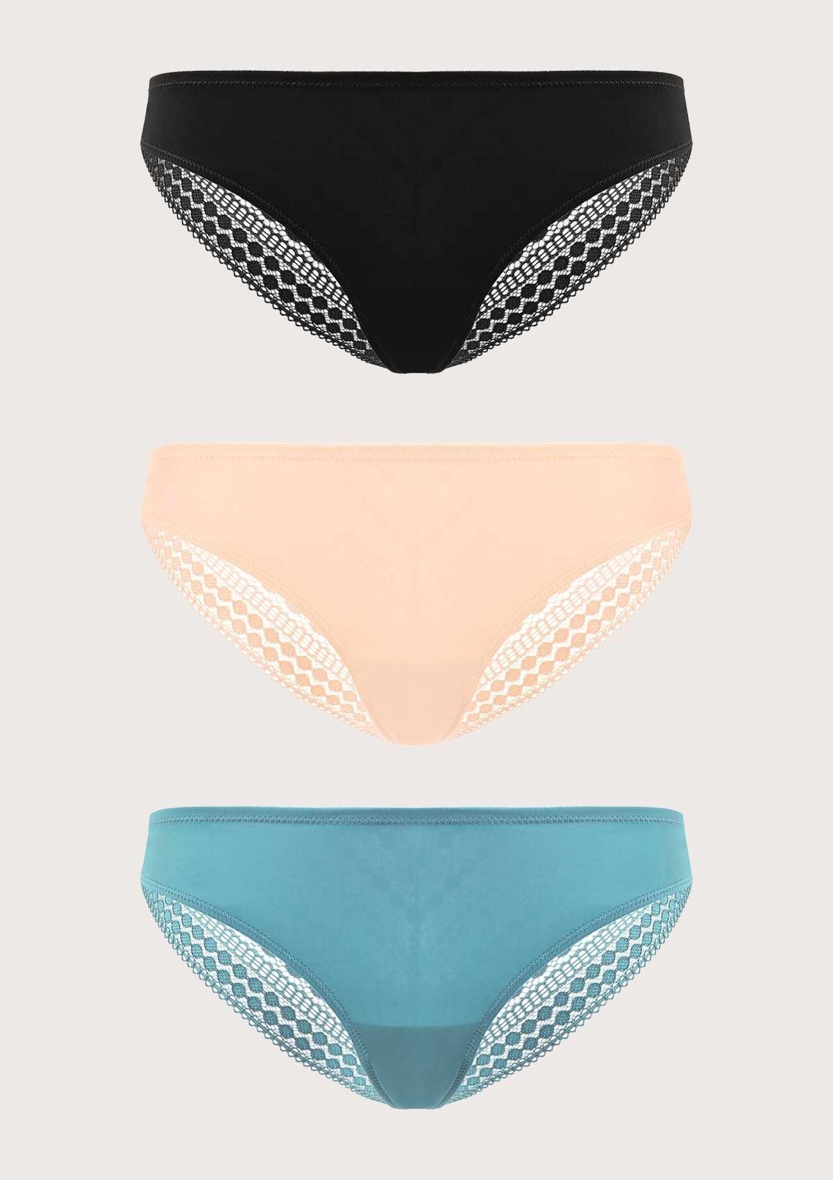 HSIA Polka Dot Super Soft Lace Back Cheeky Panties 3 Pack