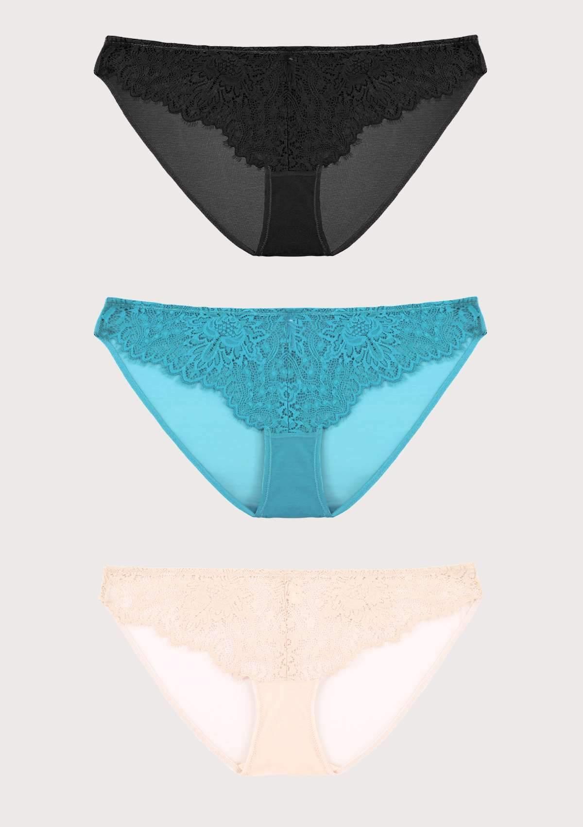 HSIA Sunflower Exquisite Lace Bikini Panties 3 Pack