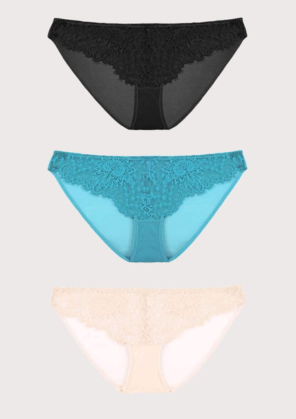 HSIA Sunflower Exquisite Lace Bikini Panties 3 Pack