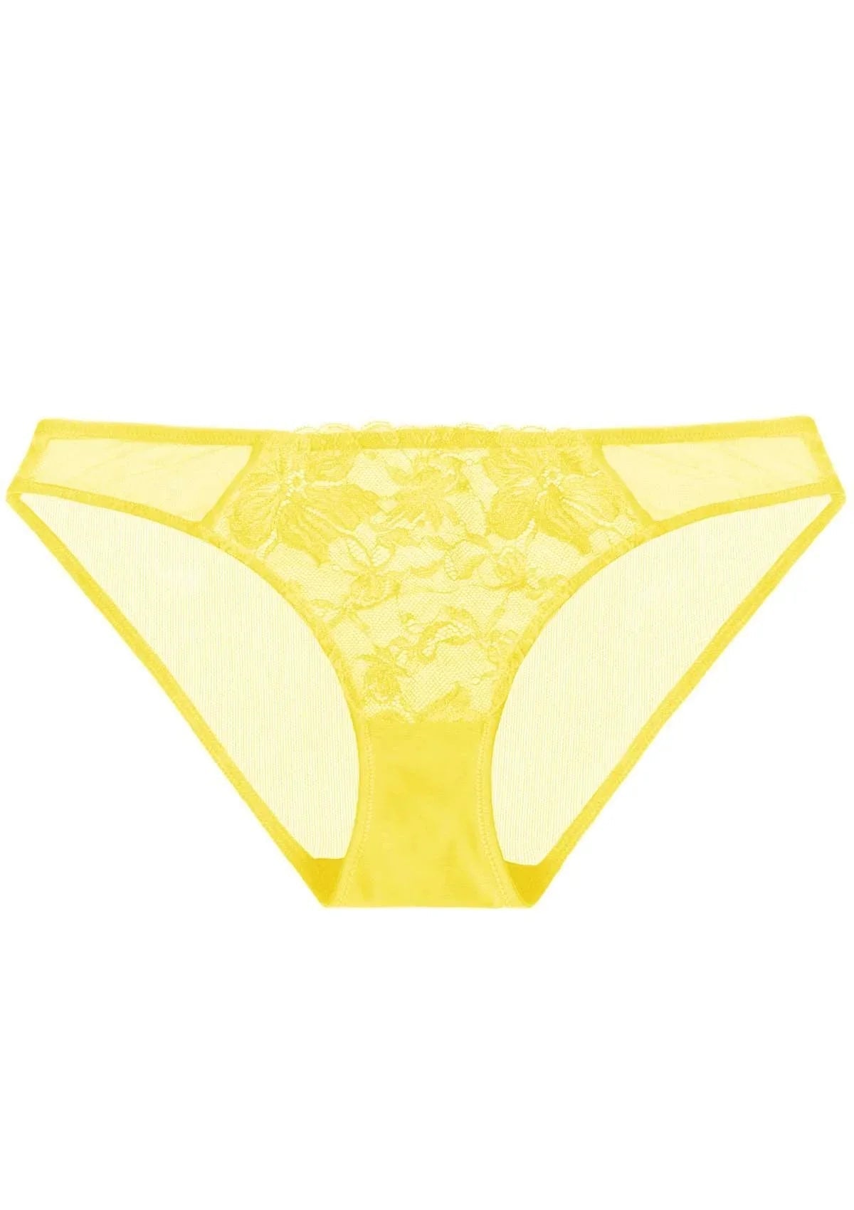 Pretty In Petals Bright Yellow Lace Bikini Underwear