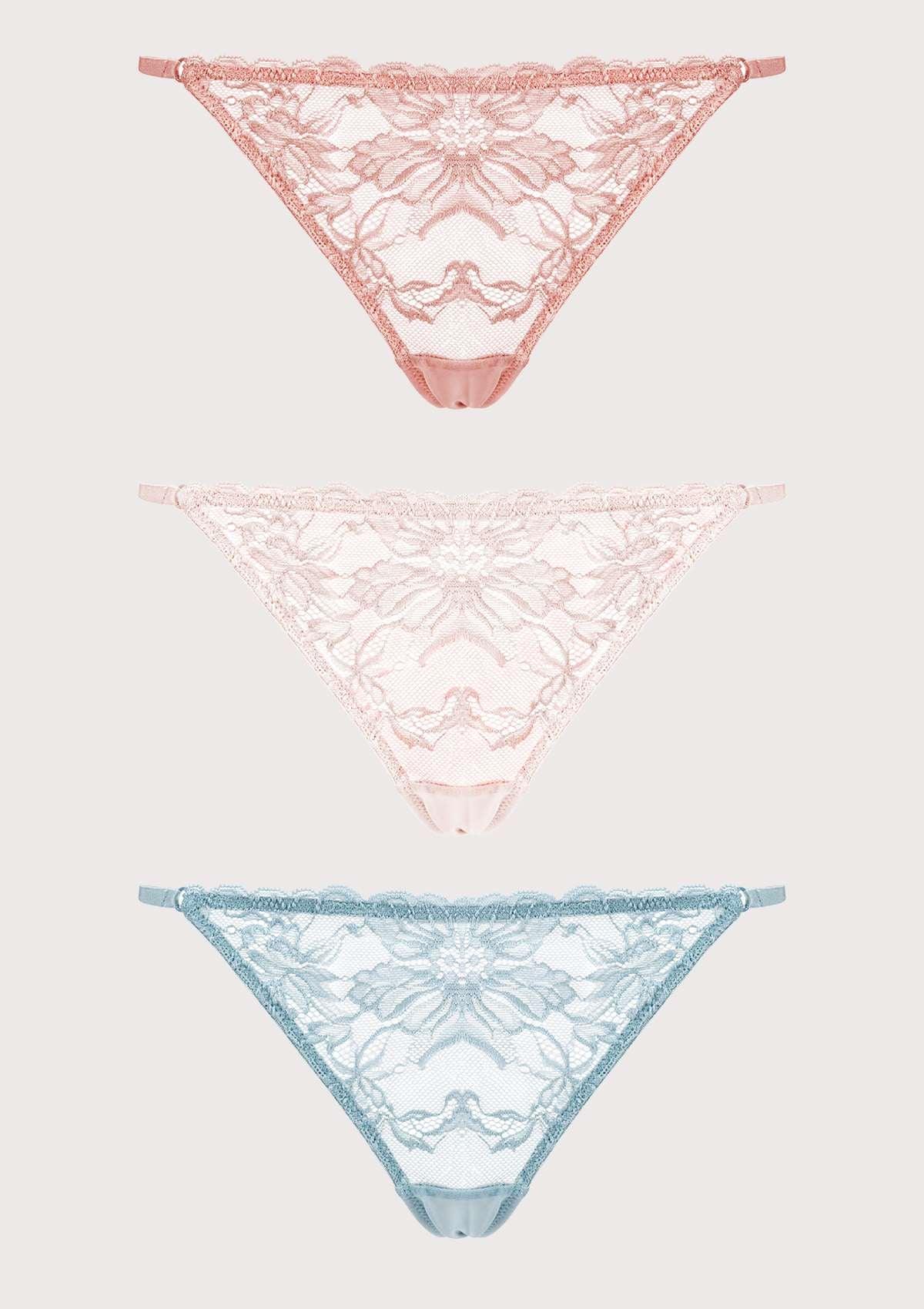 Pretty In Petals Breathable Sexy Lace String Thongs 3 Pack