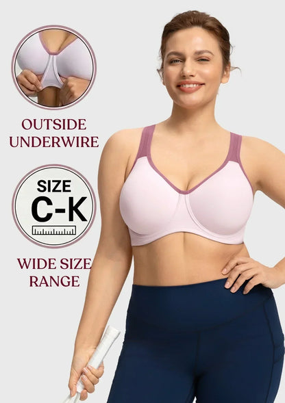 ComfyArc Unlined Outside Underwire Racerback Sports Bra