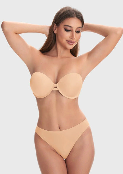 Juliette Bandless Seamless Push Up Strapless Underwire Bra