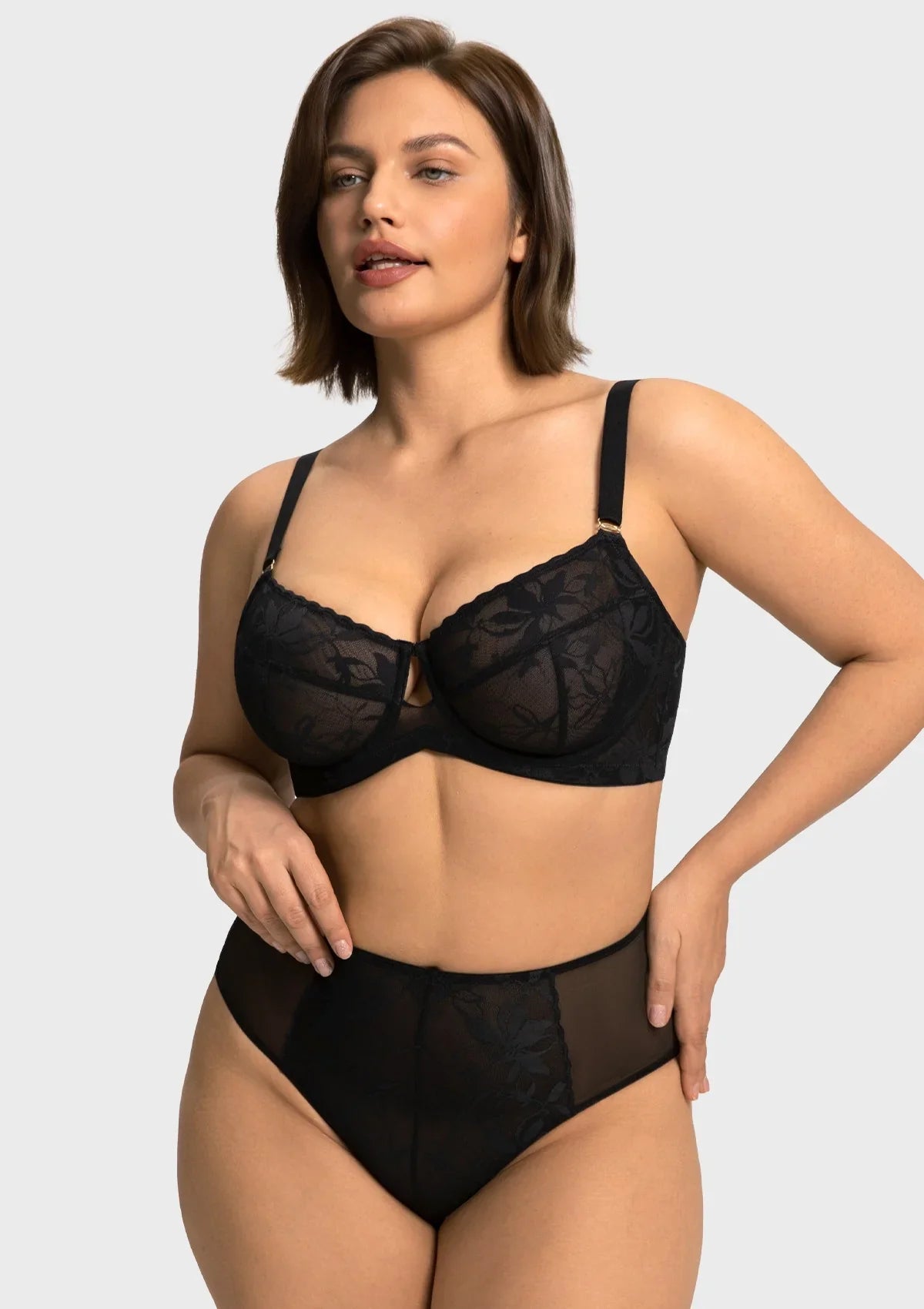 HSIA Petalia Plus Size Seamless Lace Underwire Balconette Demi No Padded Bra with High Elastic Fabric Delicate Lace Trim Cutout & Adjustable Straps