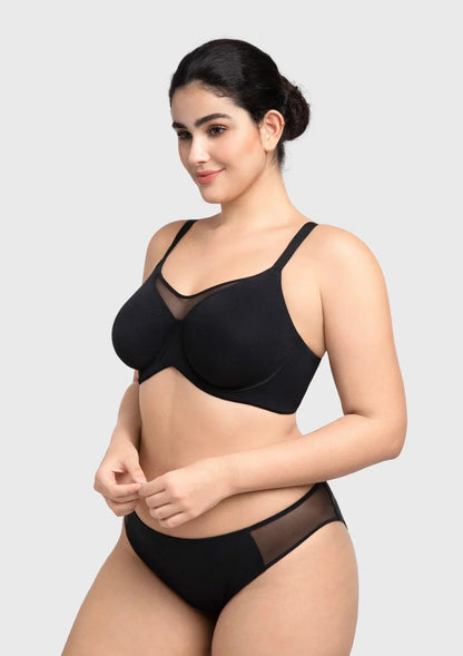 HSIA CoolComfort Plus Size Underwire Smoothing Wide Strap Full Coverage Unlined Minimizer T-shirt Bra