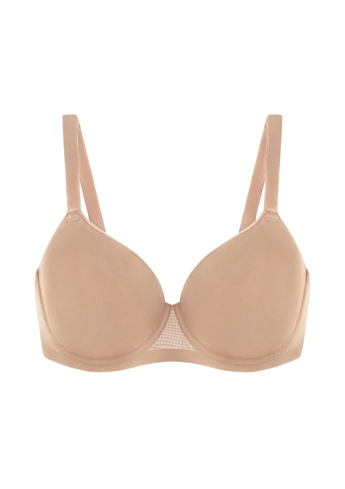 AirMesh Dark Beige Full Coverage Smooth Mesh Lightly Padded Lined Underwire T-Shirt Bra
