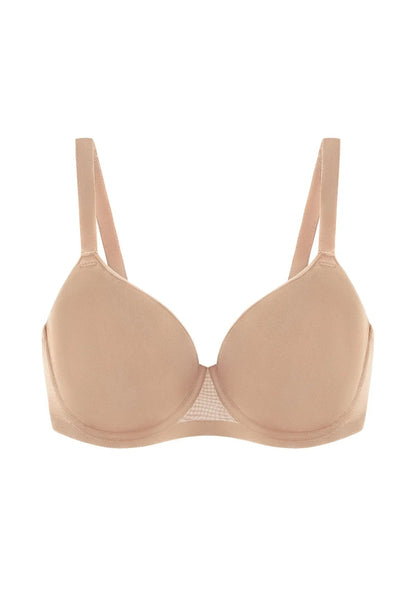AirMesh Dark Beige Full Coverage Smooth Mesh Lightly Padded Lined Underwire T-Shirt Bra
