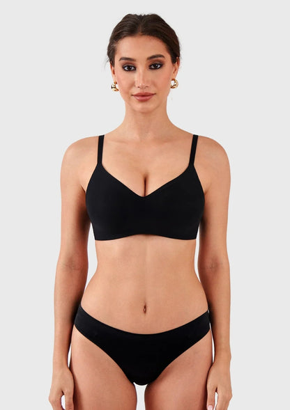 HSIA Ada Buttery Soft V-Neck Wireless Comfortable Bra No Underwire Supportive T-shirt Push Up Bralettes Plunge Seamless