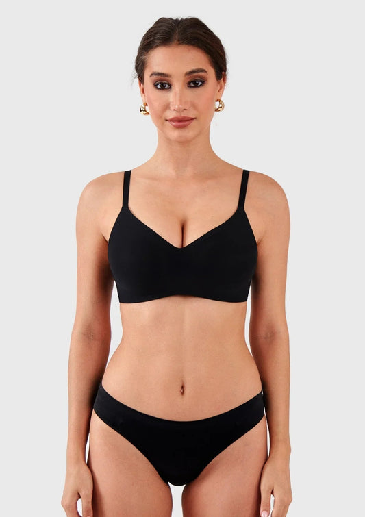 HSIA Ada Buttery Soft V-Neck Wireless Comfortable Bra No Underwire Supportive T-shirt Push Up Bralettes Plunge Seamless