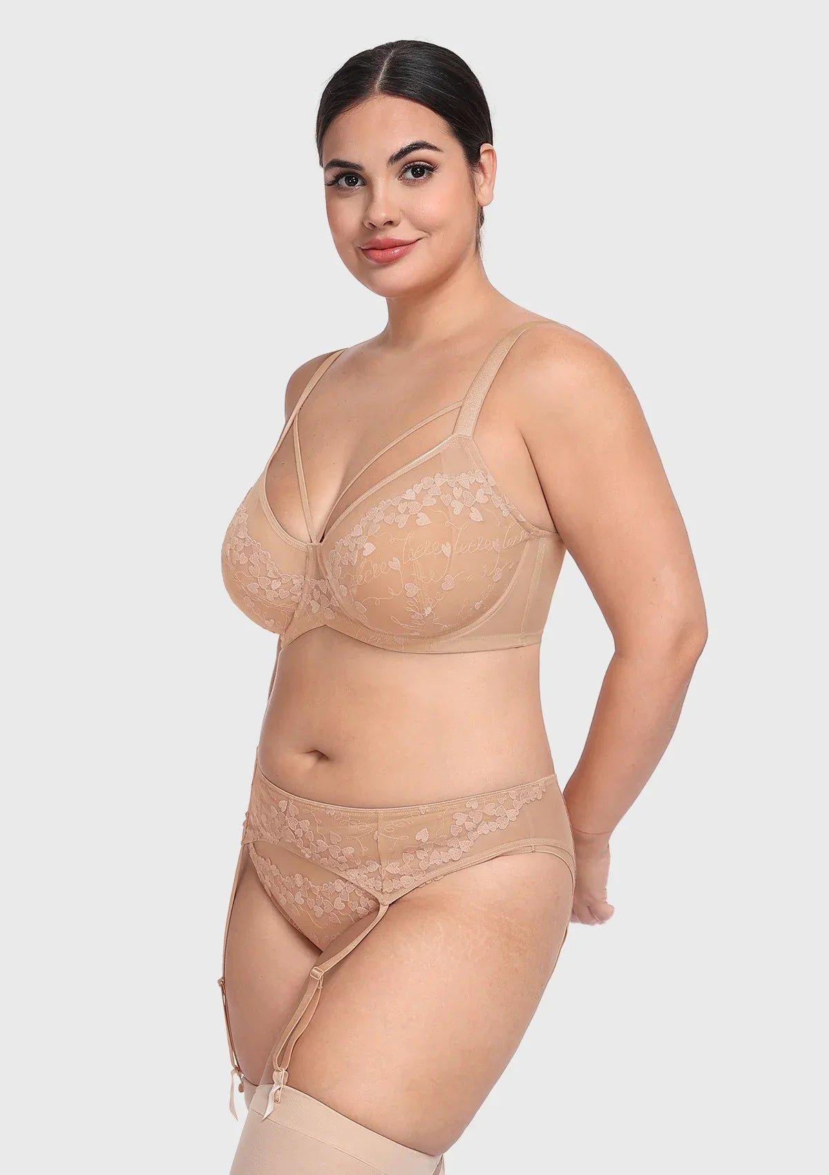 HSIA Renna Holiday Embroidered Pink Mesh Thong Underwear