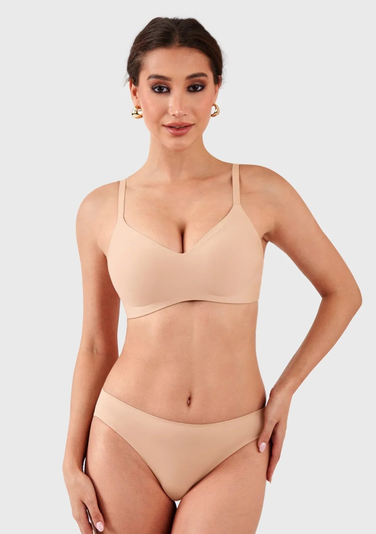 HSIA Ada Buttery Soft V-Neck Wireless Comfortable Bra No Underwire Supportive T-shirt Push Up Bralettes Plunge Seamless