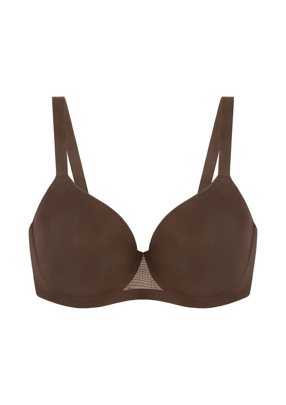 AirMesh Dark Beige Full Coverage Smooth Mesh Lightly Padded Lined Underwire T-Shirt Bra