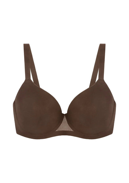 AirMesh Dark Beige Full Coverage Smooth Mesh Lightly Padded Lined Underwire T-Shirt Bra