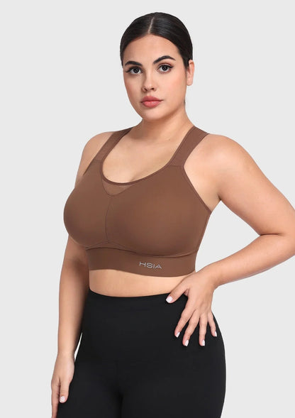 HSIA FlexCore High Impact Racerback Sports Bra Adjustable Support Full Coverage Fit