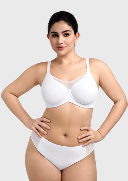 HSIA CoolComfort Plus Size Underwire Smoothing Wide Strap Full Coverage Unlined Minimizer T-shirt Bra