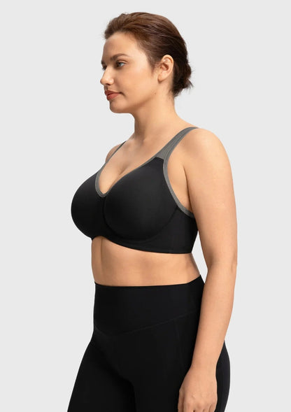 ComfyArc Unlined Outside Underwire Racerback Sports Bra