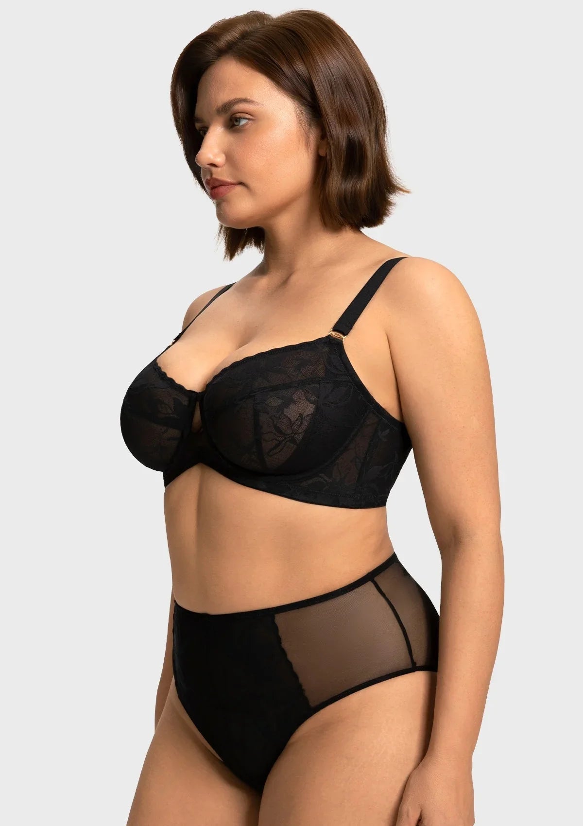 HSIA Petalia Plus Size Seamless Lace Underwire Balconette Demi No Padded Bra with High Elastic Fabric Delicate Lace Trim Cutout & Adjustable Straps