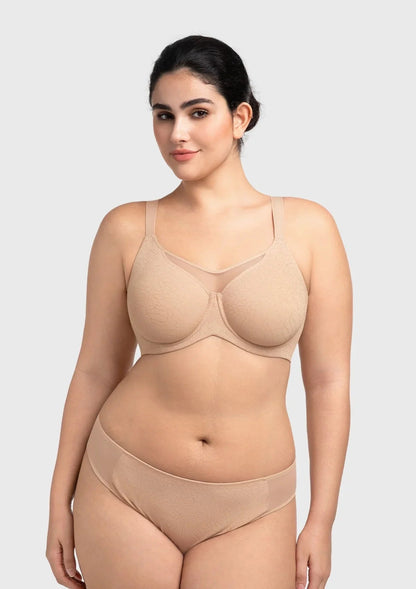 HSIA CoolComfort Plus Size Underwire Smoothing Wide Strap Full Coverage Unlined Minimizer T-shirt Bra