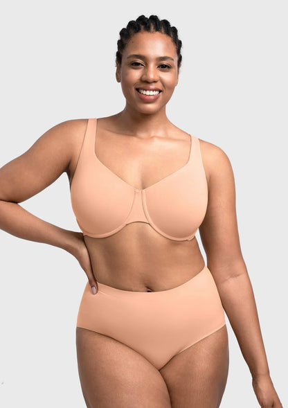 Full Coverage Plus Size T-Shirt Bra with Silky Satin Feel