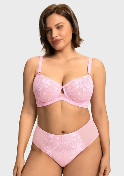 HSIA Petalia Plus Size Seamless Lace Underwire Balconette Demi No Padded Bra with High Elastic Fabric Delicate Lace Trim Cutout & Adjustable Straps