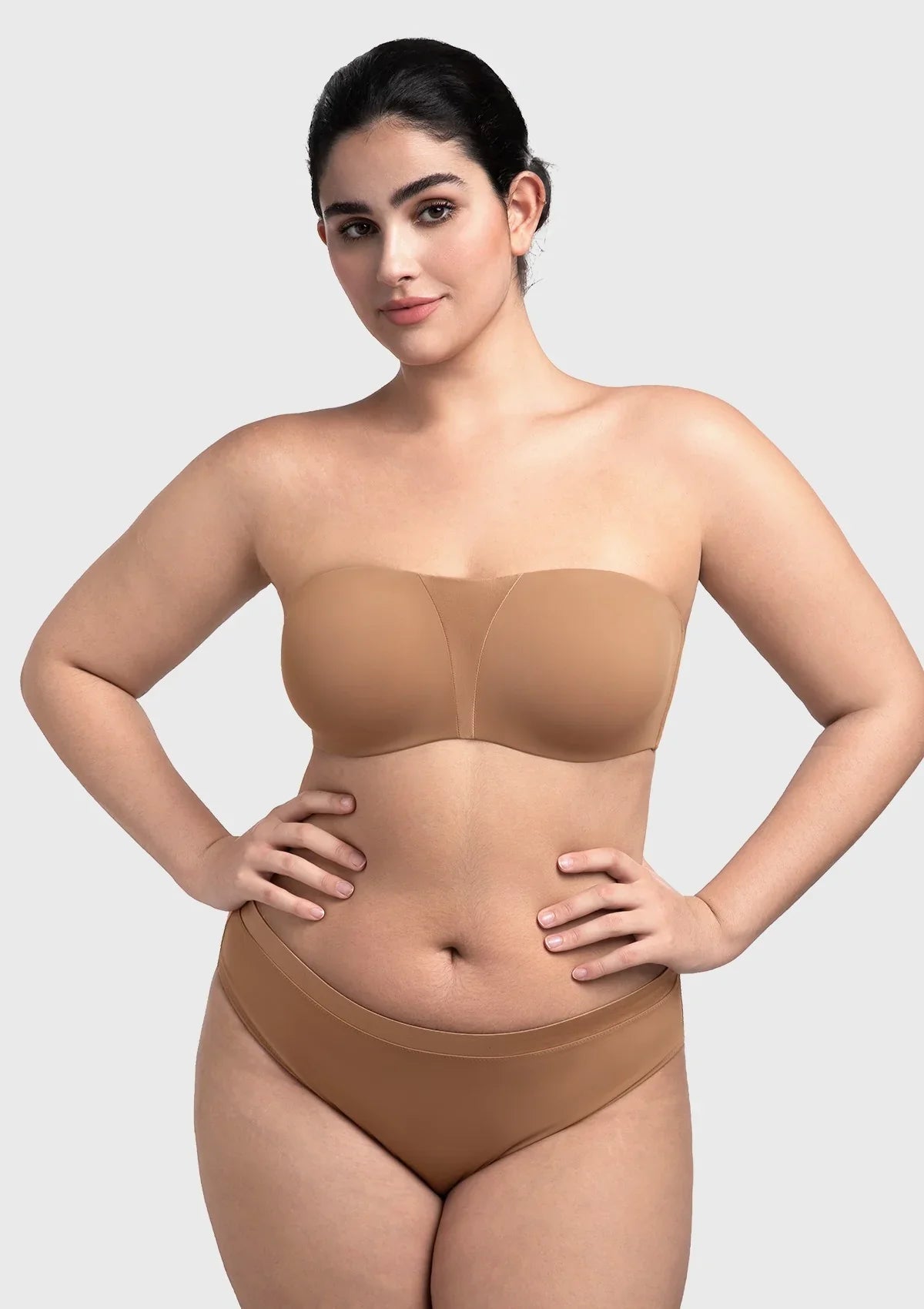 Fiery Unlined Seamless Comfort Underwire Plus Size Bandeau Strapless Coffee Bra