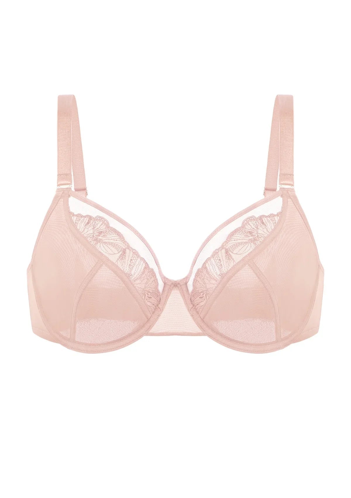HSIA Yumi Unlined Sheer Embroidery Lace Full Coverage Bra Elegant Sculpting Support