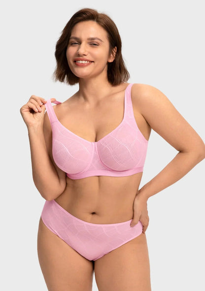 HSIA Skylark Breathable Lightweight Supportive Jacquard Mesh Wide Strap 3/4 Cup Comfort Bra