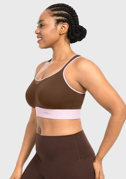 HSIA FlexCore High Impact Racerback Sports Bra Adjustable Support Full Coverage Fit