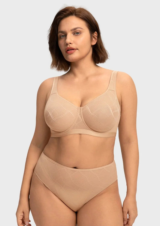 HSIA Skylark Breathable Lightweight Supportive Jacquard Mesh Wide Strap 3/4 Cup Comfort Bra