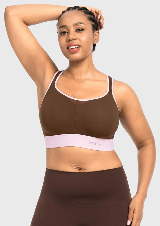 HSIA FlexCore High Impact Racerback Sports Bra Adjustable Support Full Coverage Fit