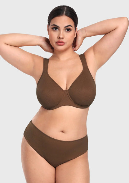 HSIA Joan Comfortzone Soft T-Shirt Full Coverage Unlined Unpadded Underwire Plus Size Minimizer Bra Everyday Bra