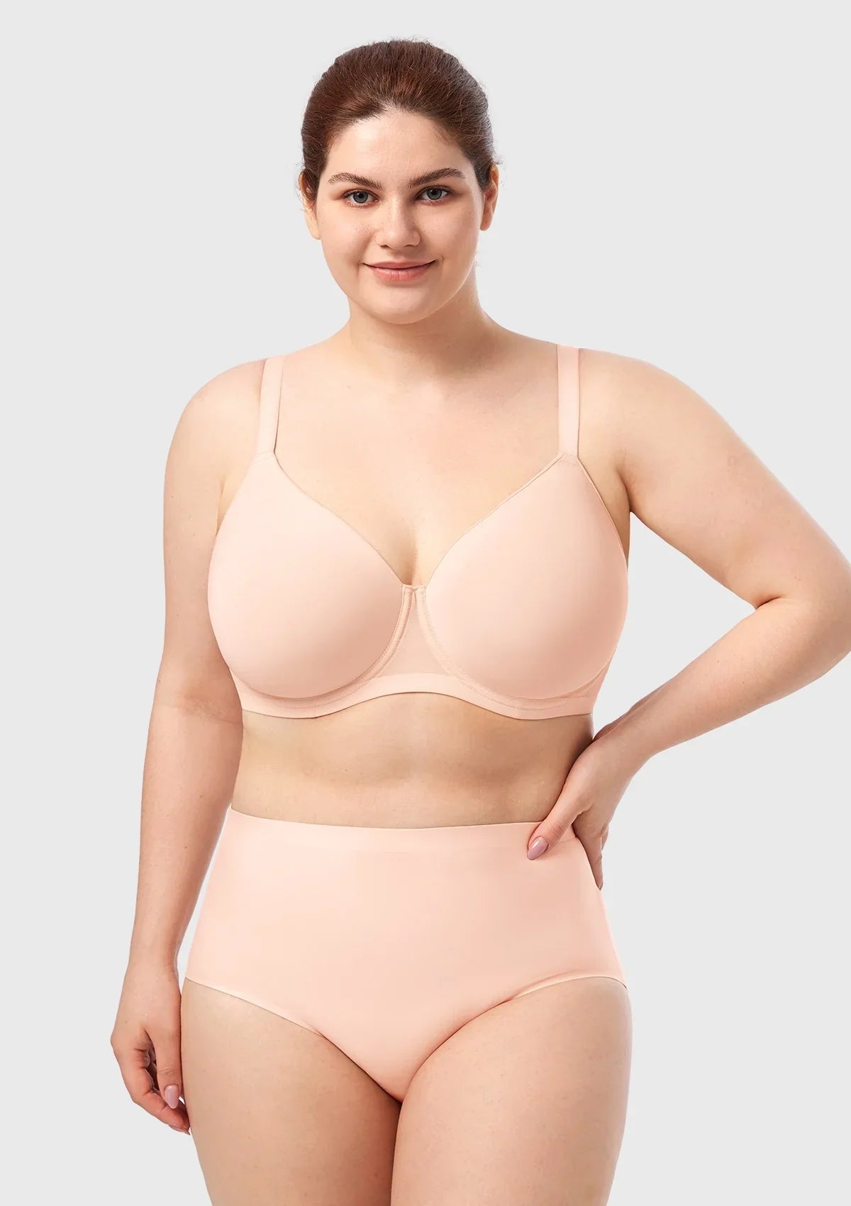 AirMesh Dark Beige Full Coverage Smooth Mesh Lightly Padded Lined Underwire T-Shirt Bra