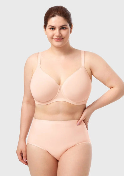 AirMesh Dark Beige Full Coverage Smooth Mesh Lightly Padded Lined Underwire T-Shirt Bra