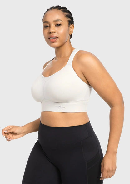 HSIA FlexCore High Impact Racerback Sports Bra Adjustable Support Full Coverage Fit