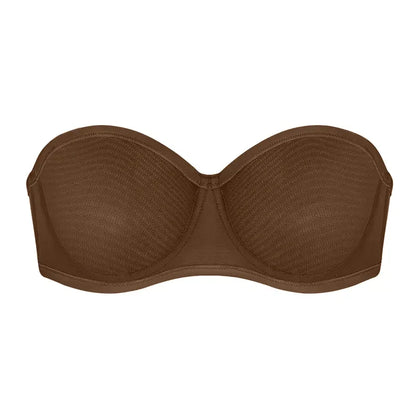 Bella Sheer Mesh Unlined Underwire Strapless Balconette Bra