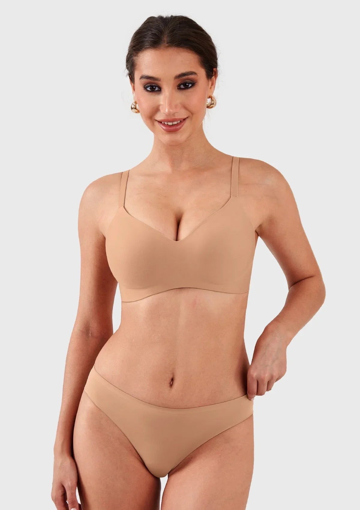 HSIA Ada Buttery Soft V-Neck Wireless Comfortable Bra No Underwire Supportive T-shirt Push Up Bralettes Plunge Seamless