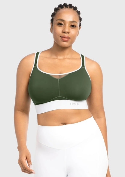 HSIA FlexCore High Impact Racerback Sports Bra Adjustable Support Full Coverage Fit