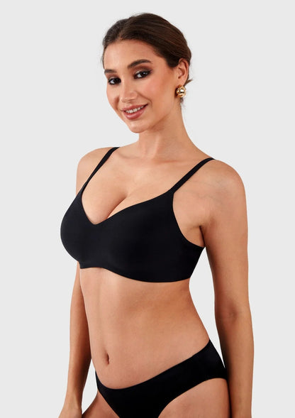 HSIA Ada Buttery Soft V-Neck Wireless Comfortable Bra No Underwire Supportive T-shirt Push Up Bralettes Plunge Seamless