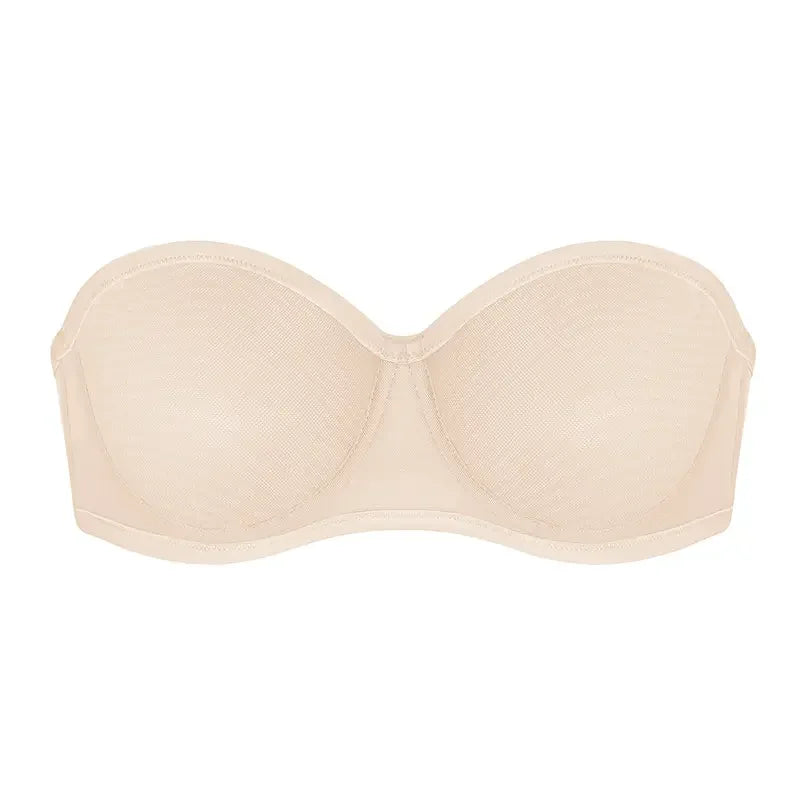 Bella Sheer Mesh Unlined Underwire Strapless Balconette Bra