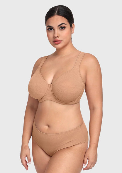 HSIA Joan Comfortzone Soft T-Shirt Full Coverage Unlined Unpadded Underwire Plus Size Minimizer Bra Everyday Bra