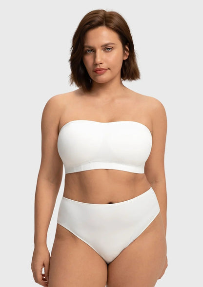 Wireless Plus Size Strapless Bra with Non-Slip Silicone & Moisture-Wicking Cups