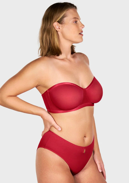 Bella Sheer Mesh Unlined Underwire Strapless Balconette Bra