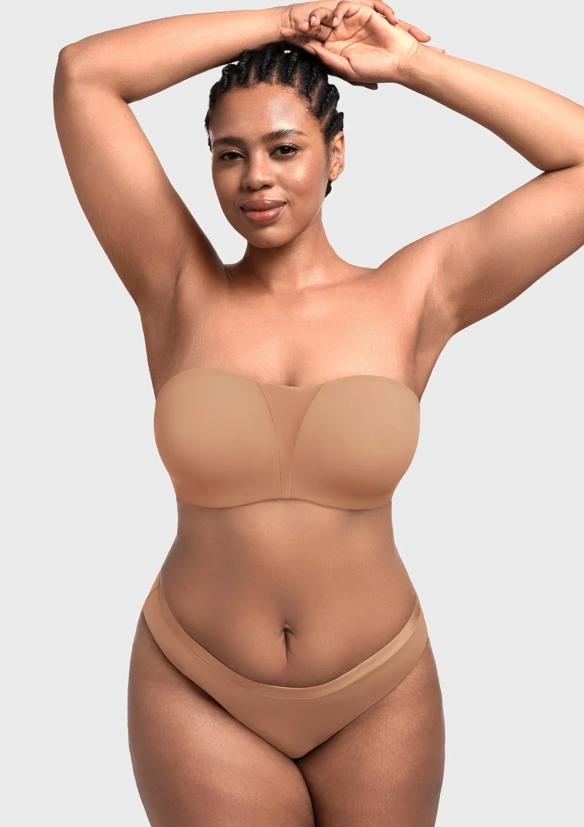 Fiery Unlined Seamless Comfort Underwire Plus Size Bandeau Strapless Coffee Bra