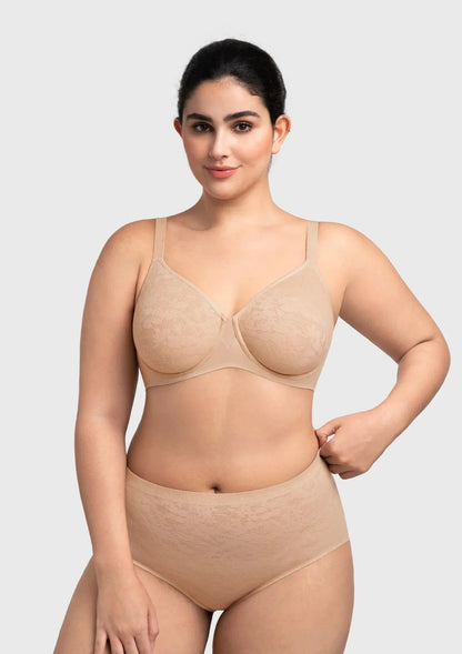 HSIA Auri Seamless Lace Support Bra Full Coverage Underwire Comfort Fit