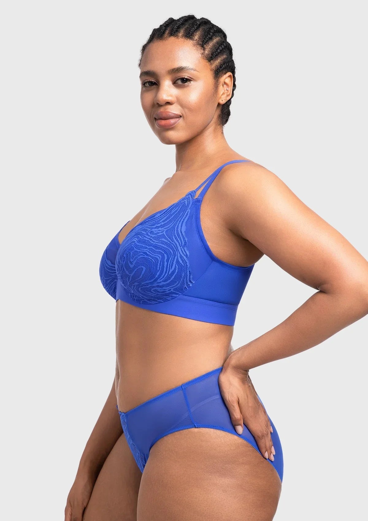 Serenata Flora Linear Lace Sheer Mesh Full Coverage Unlined Underwire Bra