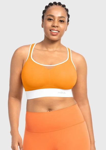 HSIA FlexCore High Impact Racerback Sports Bra Adjustable Support Full Coverage Fit