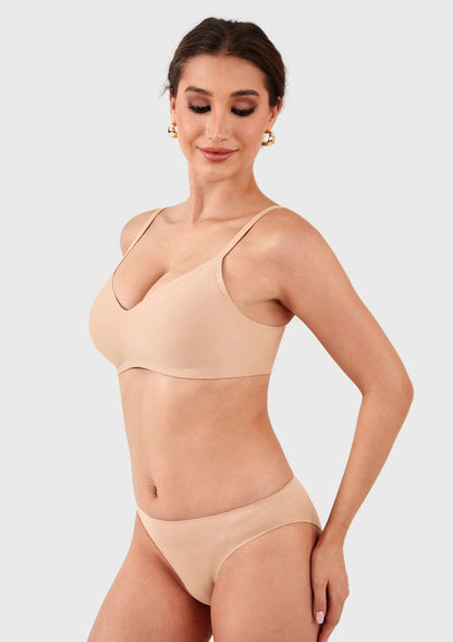 HSIA Ada Buttery Soft V-Neck Wireless Comfortable Bra No Underwire Supportive T-shirt Push Up Bralettes Plunge Seamless